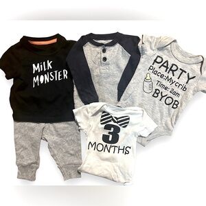Baby Boy 0-3M Clothing Bundle Outfit Matching Set Mixed Lot Newborn Clothes Lot